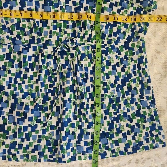 F27 Studio Works blue and green pattern  t-shirt with peplum - Picture 9 of 11